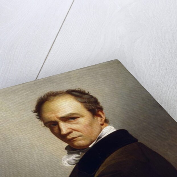 A Self-Portrait of the Artist, Half Length Wearing a Dark Brown Jacket with a Black Velvet Collar by Francois Joseph Navez