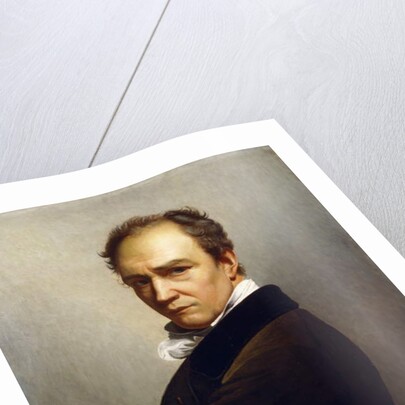 A Self-Portrait of the Artist, Half Length Wearing a Dark Brown Jacket with a Black Velvet Collar by Francois Joseph Navez