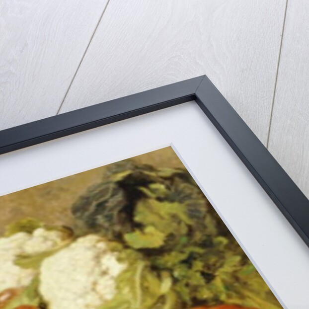 A Still Life with a Wine Flagon, a Basket, Pears, Onions, Cauliflowers, Cabbages, Garlic and a Pumpkin by Eugene Claude