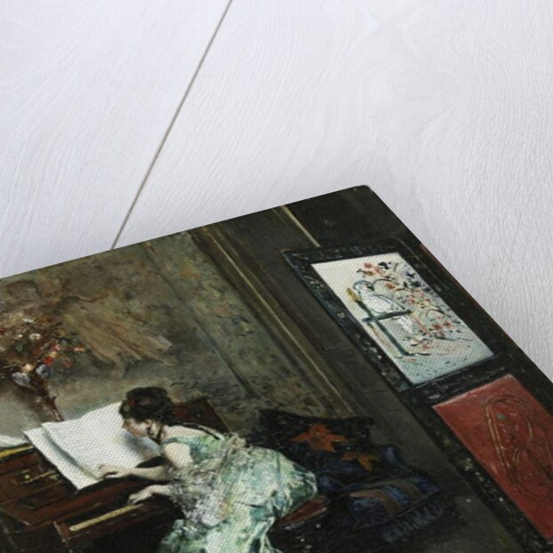 A Lady Playing the Piano in an Interior by Raimundo de Madrazo y Garreta