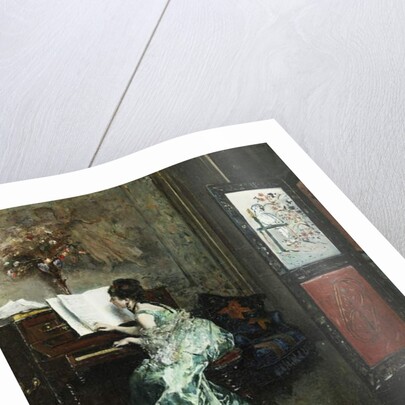 A Lady Playing the Piano in an Interior by Raimundo de Madrazo y Garreta