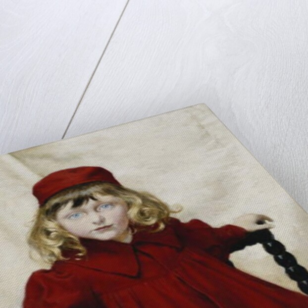 Portrait of Harriet Fischer, Small Three-Quarter Length, Wearing a Red Dress, 1896 by Paul Fischer