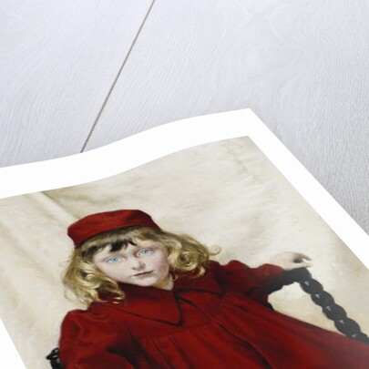 Portrait of Harriet Fischer, Small Three-Quarter Length, Wearing a Red Dress, 1896 by Paul Fischer