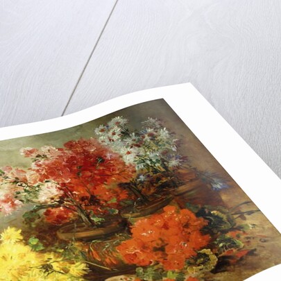 Daisies, Begonia, and Other Flowers in Pots by Eugene Henri Cauchois