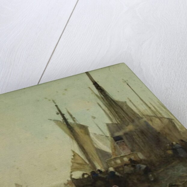 Unloading Fishing Boats on the Quay, Brittany by Hector Caffieri