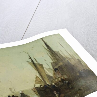 Unloading Fishing Boats on the Quay, Brittany by Hector Caffieri