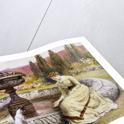 A Lady and a Dog Beside an Ornamental Pool by George Goodwin Kilburne