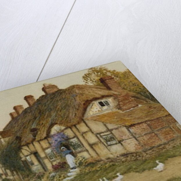 Children Playing Outside a Cottage in a Village by Arthur Claude Strachan