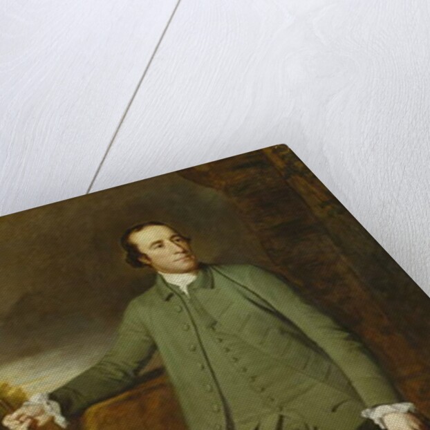 Portrait of George Morewood, Standing Full Length, in a Green Coat, Waistcoat and Breeches, Holding a Hat in His Left Hand, a Cane in His Right by George Romney