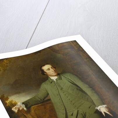 Portrait of George Morewood, Standing Full Length, in a Green Coat, Waistcoat and Breeches, Holding a Hat in His Left Hand, a Cane in His Right by George Romney