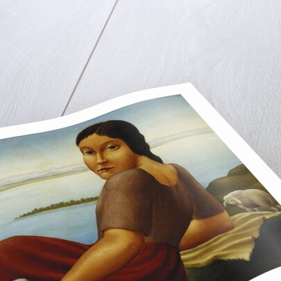 Girl with Sheep; Madchen mit Schafen, 1923 by Georg Schrimpf