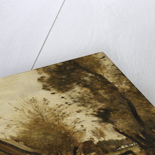 Flesselles, Street with Peasant and Cow; Flesselles, une Rue avec une Paysanne et sa Vache, c.1862-1865 by Jean Baptiste Camille Corot