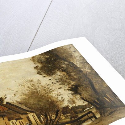 Flesselles, Street with Peasant and Cow; Flesselles, une Rue avec une Paysanne et sa Vache, c.1862-1865 by Jean Baptiste Camille Corot