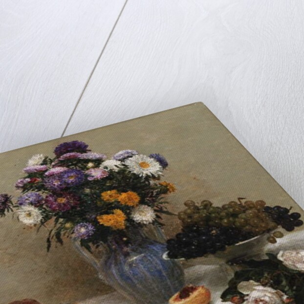 White Roses and Chrysanthemums in a Vase by Ignace Henri Jean Fantin-Latour