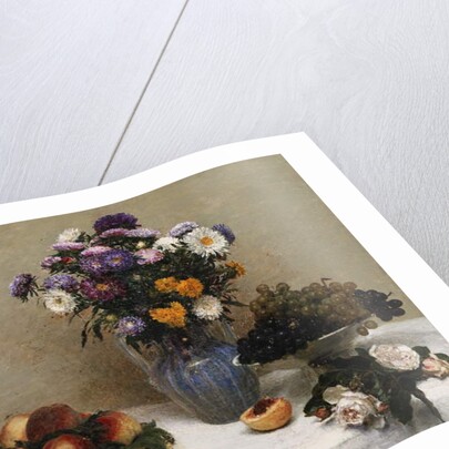 White Roses and Chrysanthemums in a Vase by Ignace Henri Jean Fantin-Latour