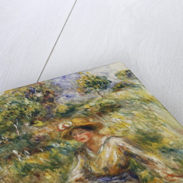 Woman in a Blue Hat sitting on the Grass; Femme en Bleu en Chapeau assise Sur l'Herbe, c.1916 by Pierre Auguste Renoir