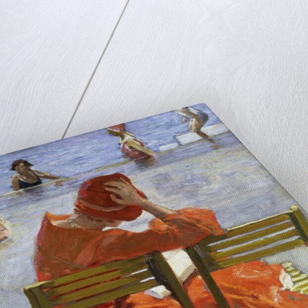 Girl in a Red Dress, Seated by a Swimming Pool, 1936 by John Lavery