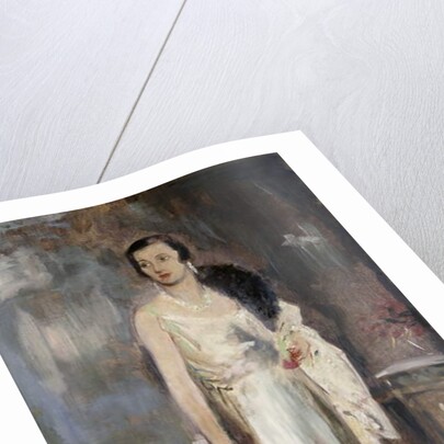 Portrait of Loelia, Duchess of Westminster, later Lady Lindsay, small full length, in Evening Dress by Glyn Warren Philpot