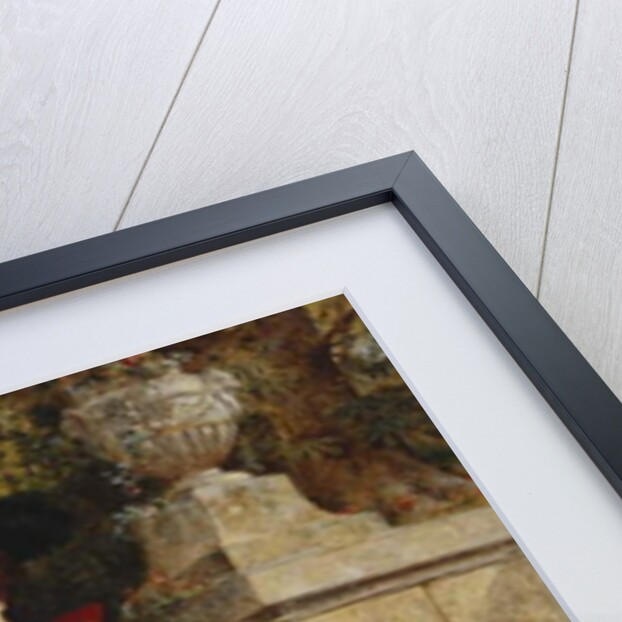 Portrait of a Lady, Standing Full Length, Wearing a Cream Dress and a Red Cloak by Diogene Ulysse Napoleon Maillart