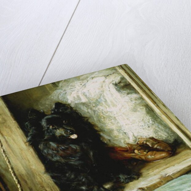 Left in Charge - A Black Pomerain on the Steps of a Bathing Machine by Philip Eustace Stretton