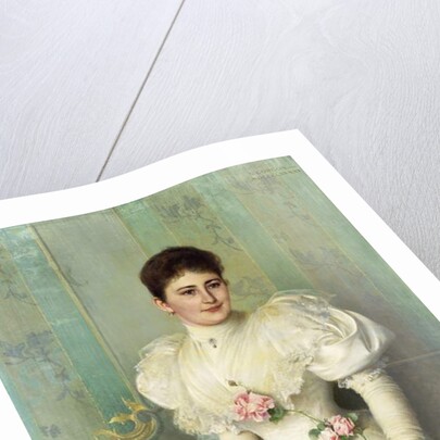 Portrait of a Lady, seated three quarter length, wearing a White Dress, 1895 by Vittorio Matteo Corcos