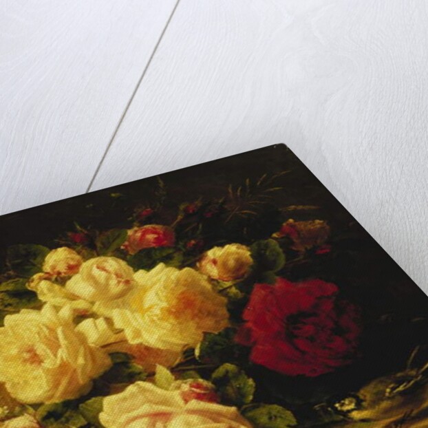 Roses with a Blue Tit by a Stream by Jean Baptiste Robie