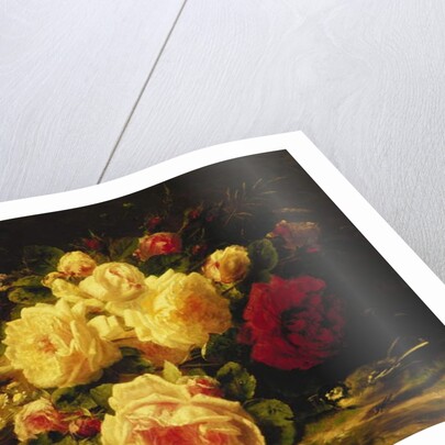 Roses with a Blue Tit by a Stream by Jean Baptiste Robie