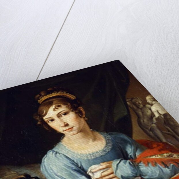 Portrait of a Lady with her Pug Dog by German School