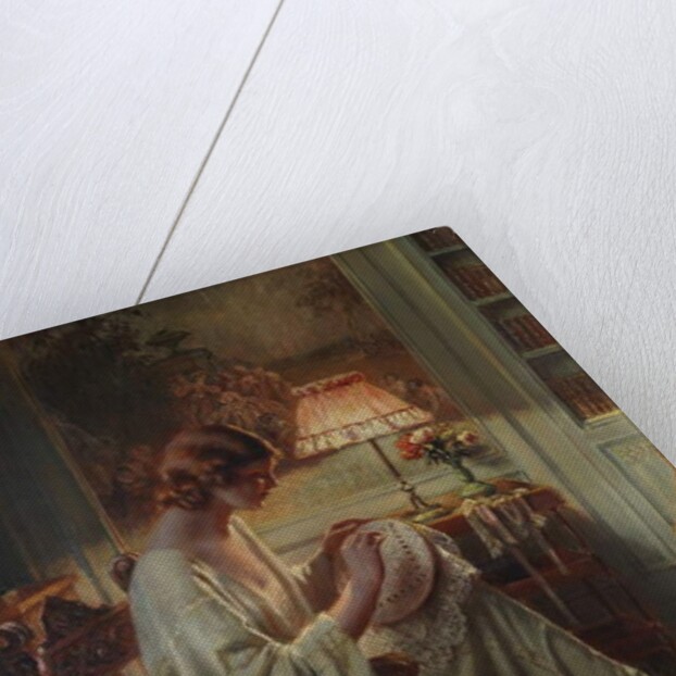 A Lady Sewing in an Interior by Delphin Enjolras