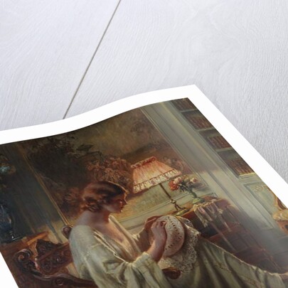 A Lady Sewing in an Interior by Delphin Enjolras