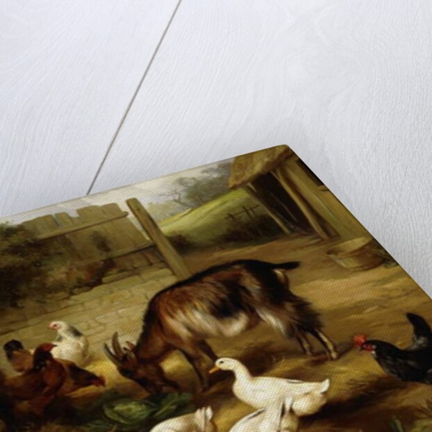 A Boy with Poultry and a Goat in a Farmyard, 1903 by Charles Hunt