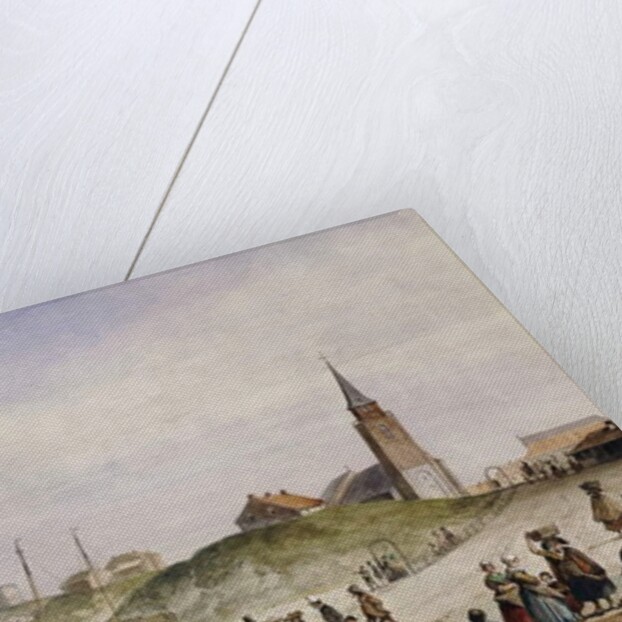 Fisherfolk on a Beach with a Town Beyond, 1857 by Johan Gerard Smits