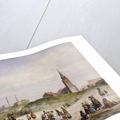 Fisherfolk on a Beach with a Town Beyond, 1857 by Johan Gerard Smits