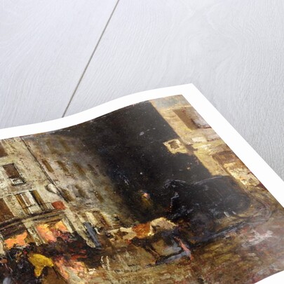 A Street Scene at Night by Mose Bianchi