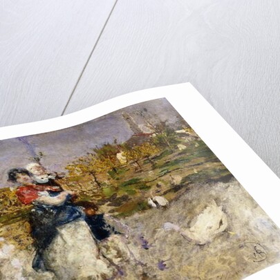 A Mother and Child with Geese by Mose Bianchi