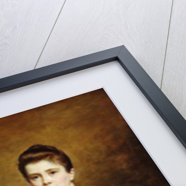 Portrait of Mrs. Joseph Chamberlain, seated three-quarter length at a tea-table, wearing a grey and white dress, 1891 by John Everett Millais