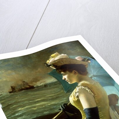 A Lady with a Parasol Looking out to Sea by Alfred Emile Stevens