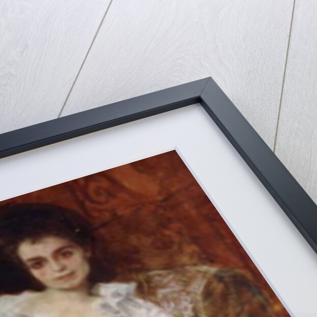 Portrait of a Lady Wearing a White Dress Reclining on a Sofa by Hans Makart