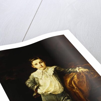 Portrait of a Master Eckstein, Standing full length, Leaning on a Draped Chest, 1902 by Frederich August Kaulbach