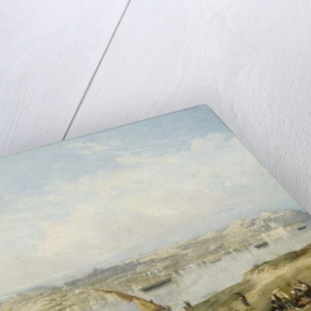 An Extensive View of Lisbon on the River Tejo with the Praca do Terreiro do Paco, the Old Cathedral and the Castelo de S. Jorge by John or Giovanni (follower of) Schranz