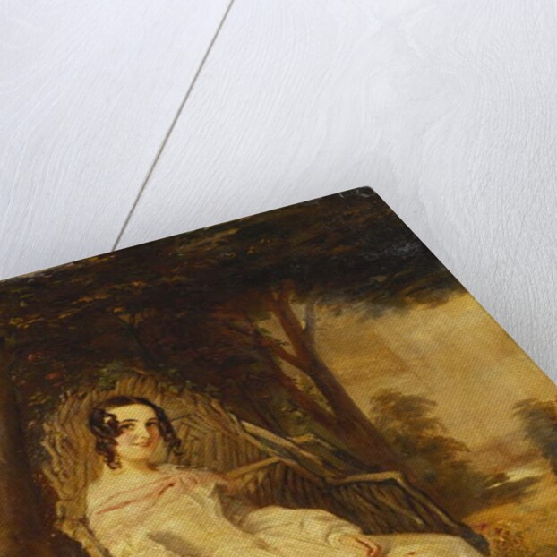 Portrait of Mary Freer Seated Small Full Length on a Garden Seat by William Powell Frith