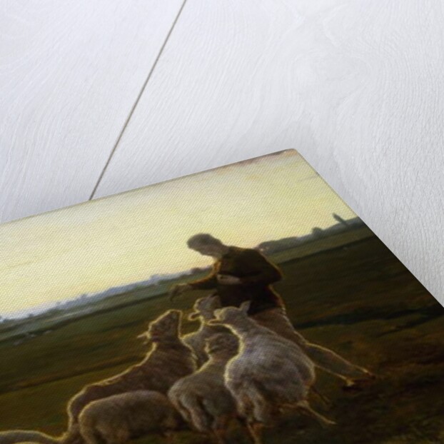 A Shepherd and his Sheep with Geese Beyond, 1896 by Carl Christian Ferdinand Wentorf