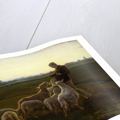 A Shepherd and his Sheep with Geese Beyond, 1896 by Carl Christian Ferdinand Wentorf