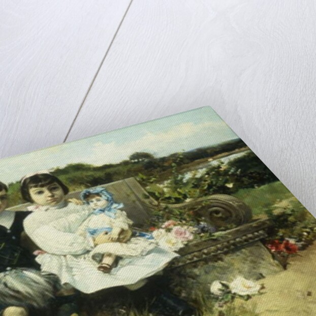 Two Children Seated on a Park Bench, 1882 by Mariano Barbasan Lagueruela