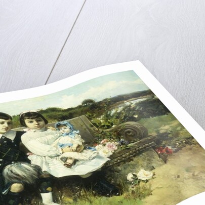 Two Children Seated on a Park Bench, 1882 by Mariano Barbasan Lagueruela