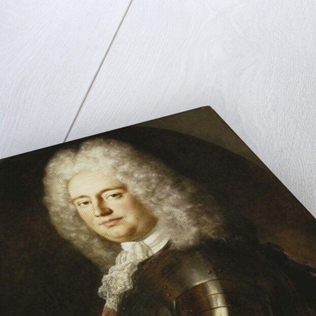 Portrait of a Gentleman, Half Length, in Armour, a White Jabot and Crimson Wrap, in a Painted Oval by Jean-Marc Nattier