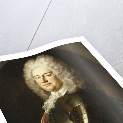 Portrait of a Gentleman, Half Length, in Armour, a White Jabot and Crimson Wrap, in a Painted Oval by Jean-Marc Nattier