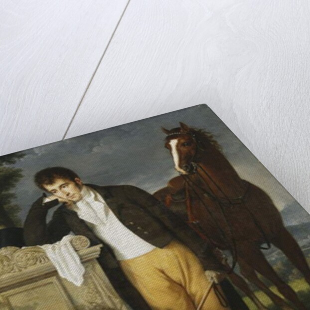 Portrait of Don Luigi Grimaldi, Prince of Santa Cruce, Marquis de Pietro Vajrana de Monaco et Genes, Leaning on the Tomb of His Fiancee Fanny, Marquise de Grimaldi, 1804 by Francois Xavier Fabre