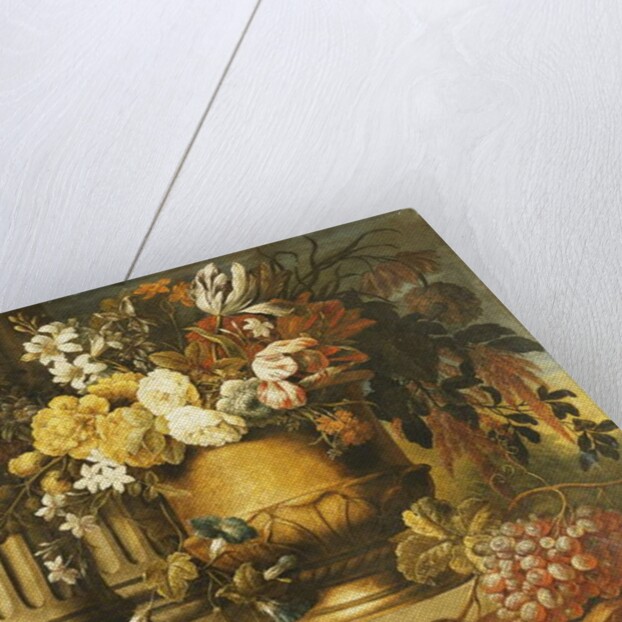 A Corncob and an Overturned Pitcher by an Obelisk and Two Fluted Columns in Landscapes by Gaspar Pieter II Verbruggen