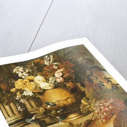 A Corncob and an Overturned Pitcher by an Obelisk and Two Fluted Columns in Landscapes by Gaspar Pieter II Verbruggen